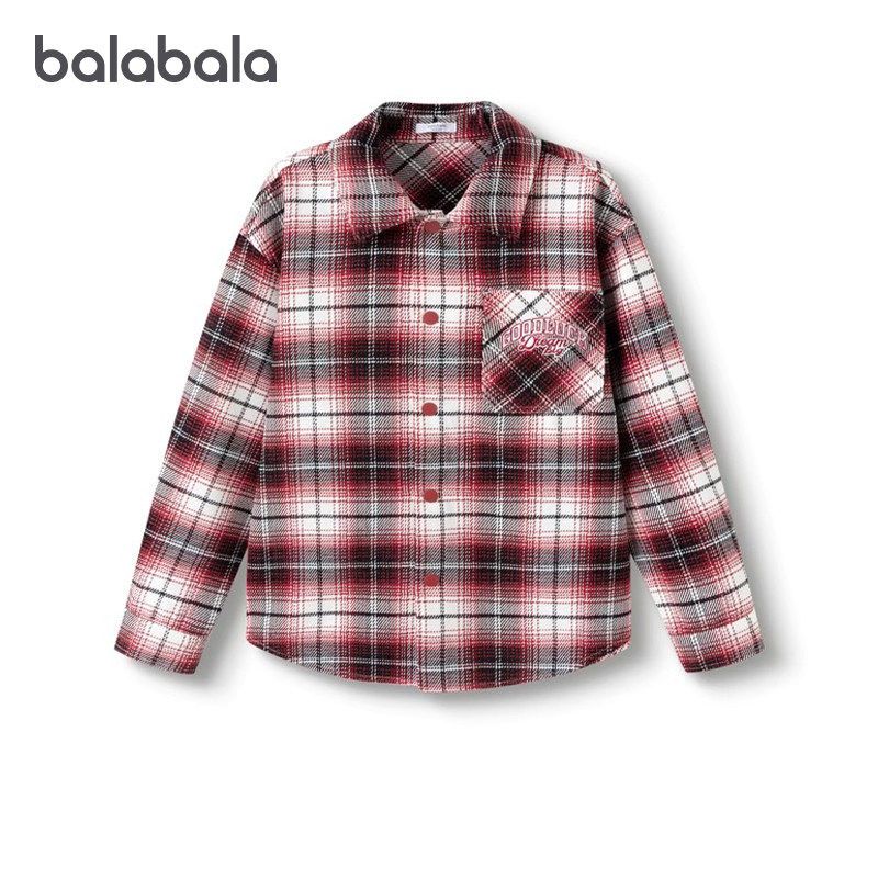 巴拉巴拉男童外套大童红色格子衬衫儿童宽松上衣2025春装新款童装,童装/婴儿装/亲子装,普通外套,淘宝优惠券,粉丝福利购,淘宝优惠卷