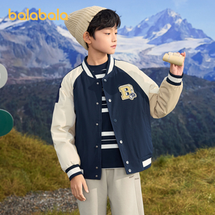 巴拉巴拉儿童羽绒服棒球领童装 鸭绒云凌锦面料 男童外套2025秋冬装