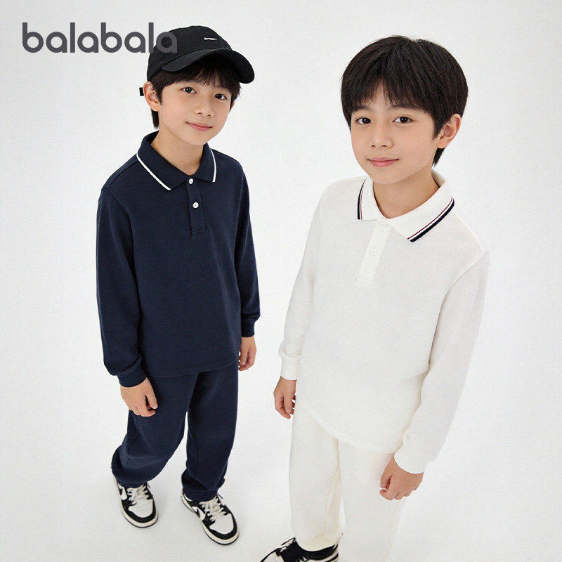 巴拉巴拉男童长袖t恤儿童POLO衫中大童打底衫2026春装新款童装小