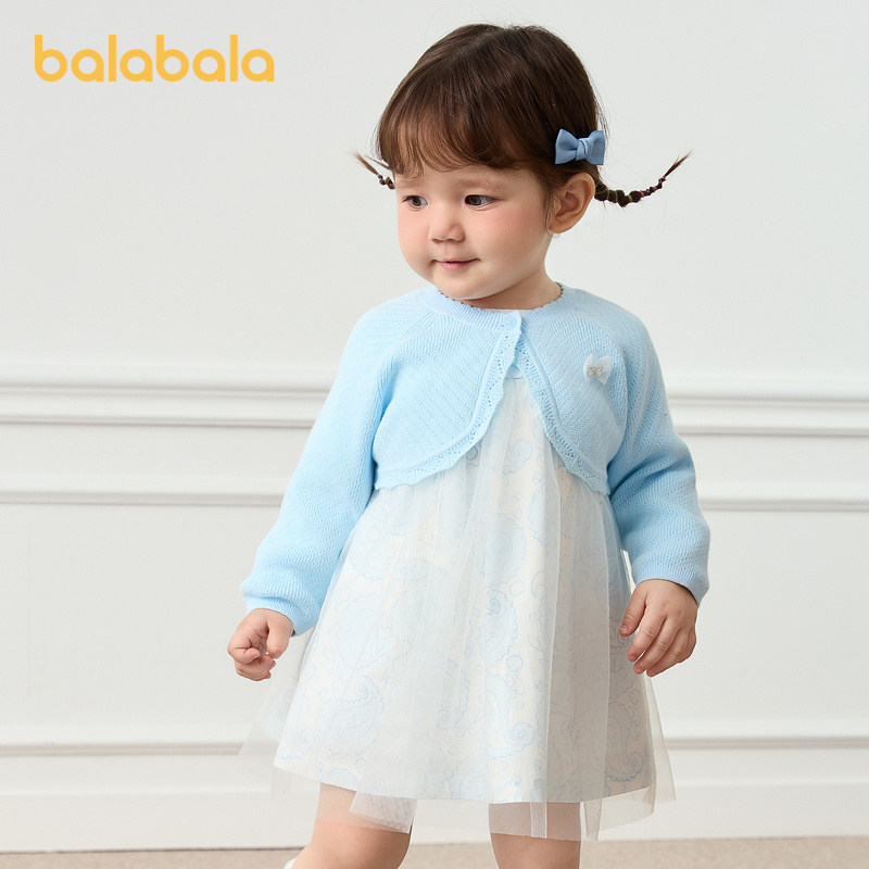 巴拉巴拉女童连衣裙套装宝宝公主裙婴儿裙子长袖儿童秋装新款童装