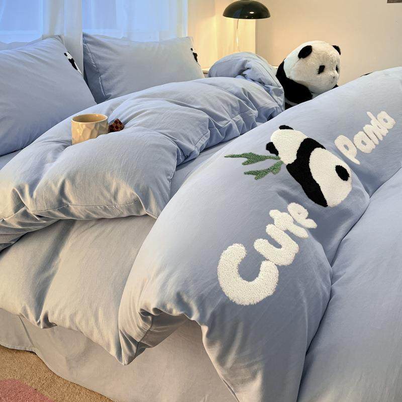 水棉包熊猫床三四件套毛巾洗绣刺被PT55868套纯色床单4件套床笠,床上用品,床品套件/四件套/多件套,淘宝优惠券,粉丝福利购,淘宝优惠卷