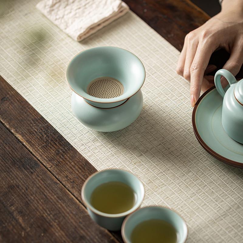 天青汝窑茶滤陶功瓷茶滤陶RBY孔泡茶全瓷茶叶过滤网漏夫茶具配件