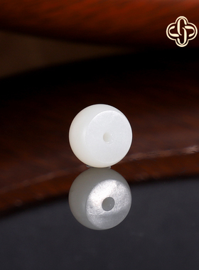 建廷新疆和田玉散珠 直径8x4.3mm 精工配珠羊脂白玉哑光隔珠