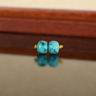 天然原矿毕业级高货绿松老型珠散珠 湖北高瓷蓝绿绿松配珠隔珠