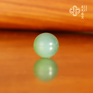 俄料碧玉猫眼散珠隔珠 直径9.3mm 圆珠哑光羊脂玉和田玉配珠38号