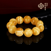 建廷俄料蜜蜡手串21mm 白花蜜蜡琥珀满密满蜡圆珠手链单圈珠串