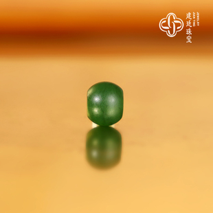 建廷俄料碧玉散珠隔珠单颗哑光天然苏工精工阳绿色和田玉配珠单珠