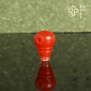 原矿天然保山南红三通配珠 14号直径9.4x14.8mm 货头满肉手串散珠