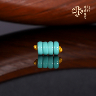 建廷原矿天然绿松石隔片散珠5mm 湖北高瓷蓝绿干净少铁线隔珠配珠