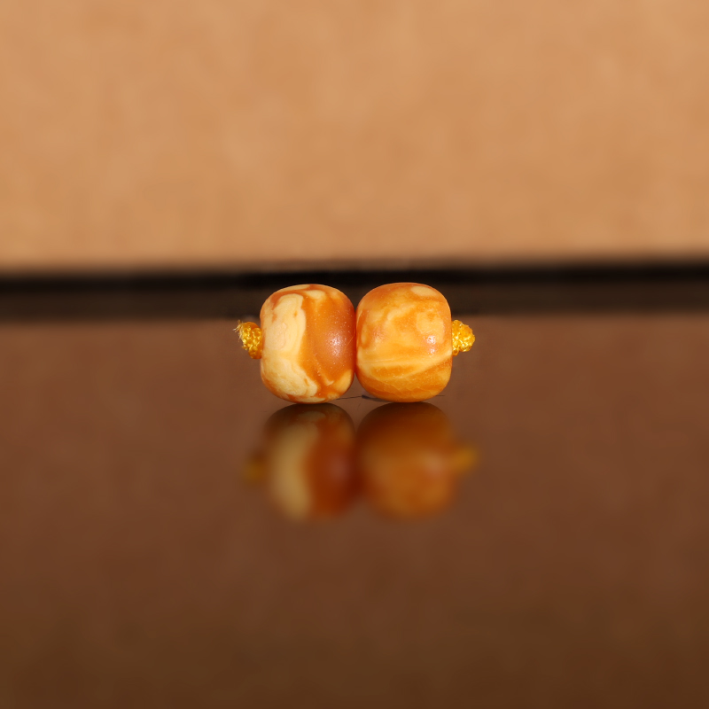 天然俄料老蜡老型散珠DZ20 8.6x6.7mm 云端古董老蜜蜡配珠隔珠