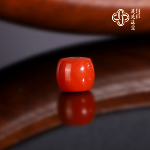 原矿瓦西南红直切老型珠散珠 直径9.3x8.1mm 满肉川料单珠配珠