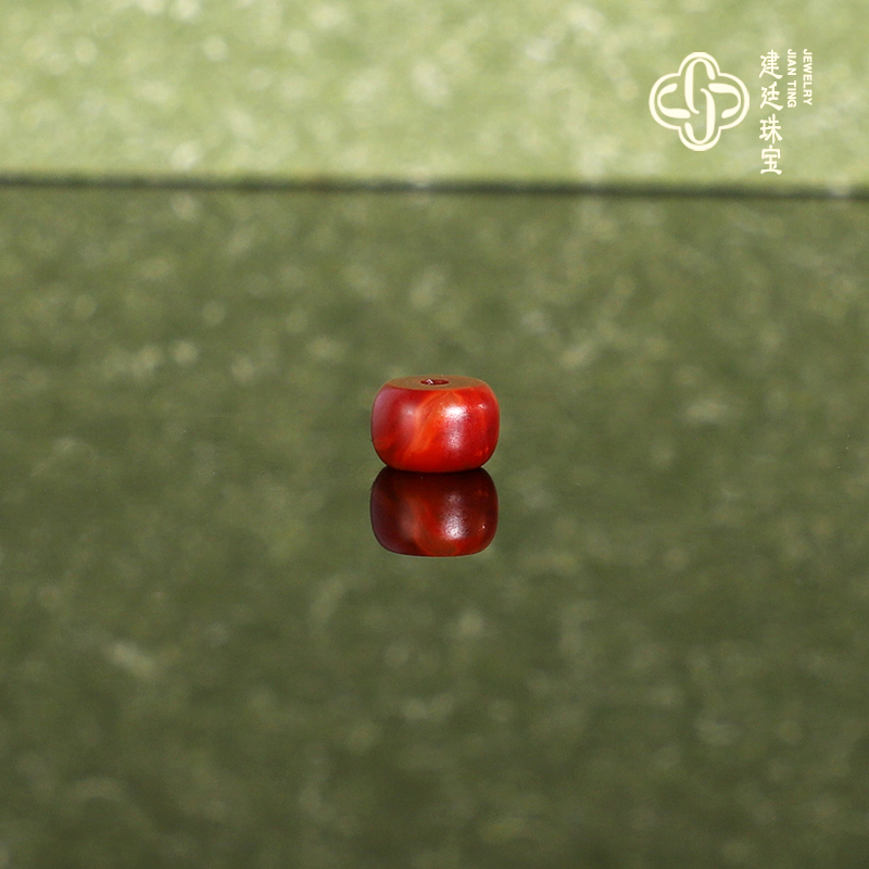 建廷原矿天然瓦西南红散珠 直径5x3.5mm牛血红满肉精工隔珠配珠