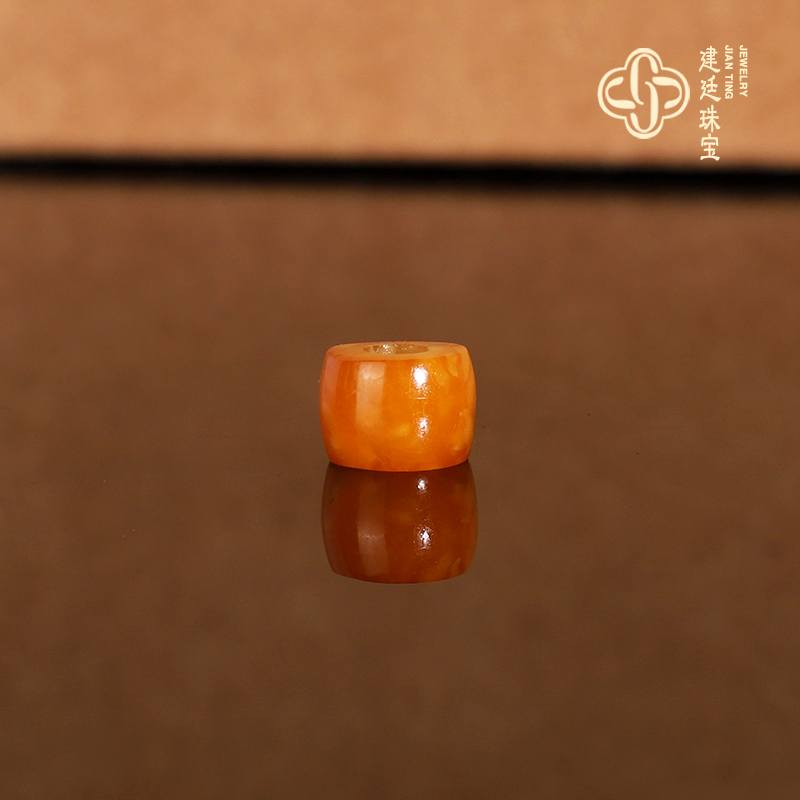 建廷天然俄料老蜡散珠7x5mm 大孔珠 直切老型 古董老花蜡配珠隔珠