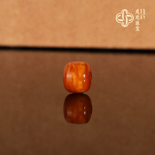 建廷天然俄料老蜡老型珠散珠 直径9x7.8mm 红皮鸡油黄蜜蜡配珠
