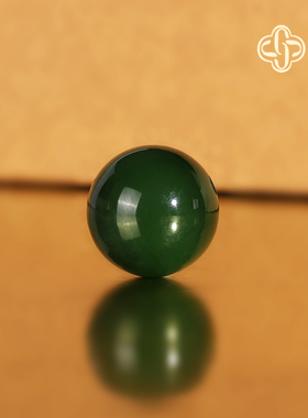 建廷天然俄料碧玉单珠14mm 老坑菠菜绿高货收藏和田玉散珠圆珠