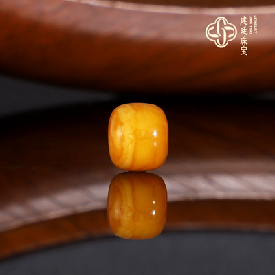 建廷天然俄料老蜡老型珠散珠 满蜜鸡油黄手串配饰蜜蜡单颗配珠