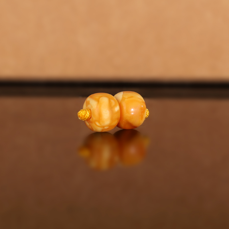 天然俄料老蜡老型散珠DZ46 8.2x6.4mm 云端古董老蜜蜡配珠隔珠