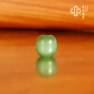 俄料碧玉猫眼散珠老型珠 直径7.9x8mm 哑光羊脂玉和田玉配珠34号