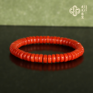 建廷瓦西南红直切隔珠手串7mm 单圈 天然原矿南红手链珠串