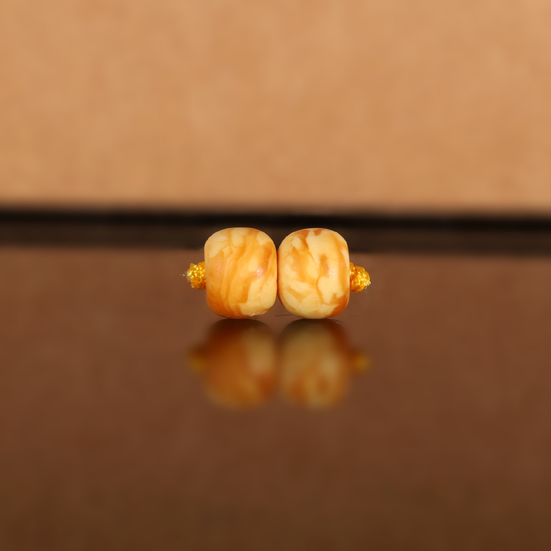 天然俄料老蜡老型散珠DZ33 8.2x6.5mm 云端古董老蜜蜡配珠隔珠