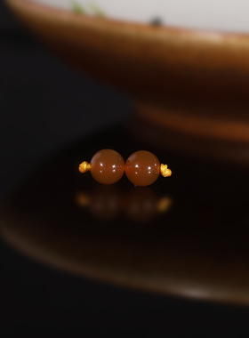 建廷天然新疆且末糖和田玉散珠6mm一对麦芽糖羊脂玉配珠圆珠隔珠