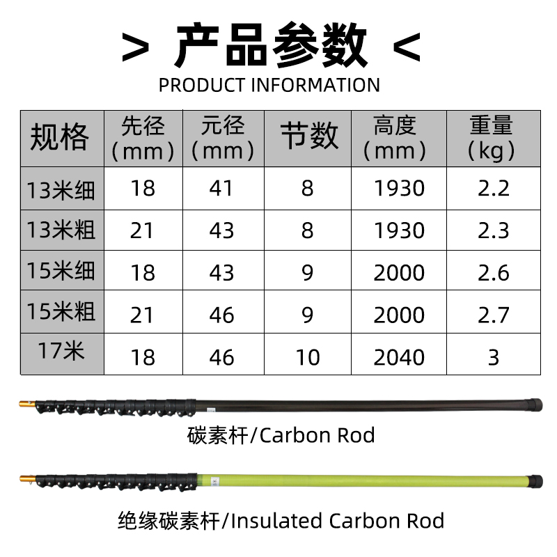 绝缘碳素伸缩杆碳纤维槟榔杆打松塔杆救援摘果Q采摘神器打药割草