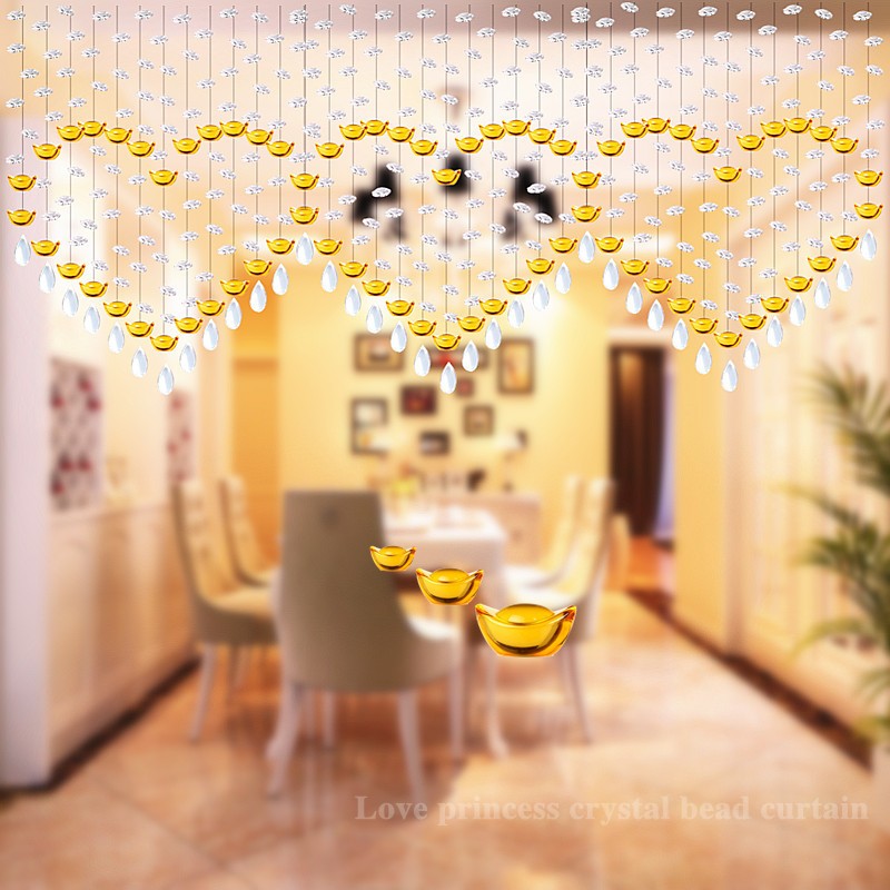 水晶珠帘门帘隔断帘客q厅装饰卧室成品心形帘子玄关阳台挂帘免打