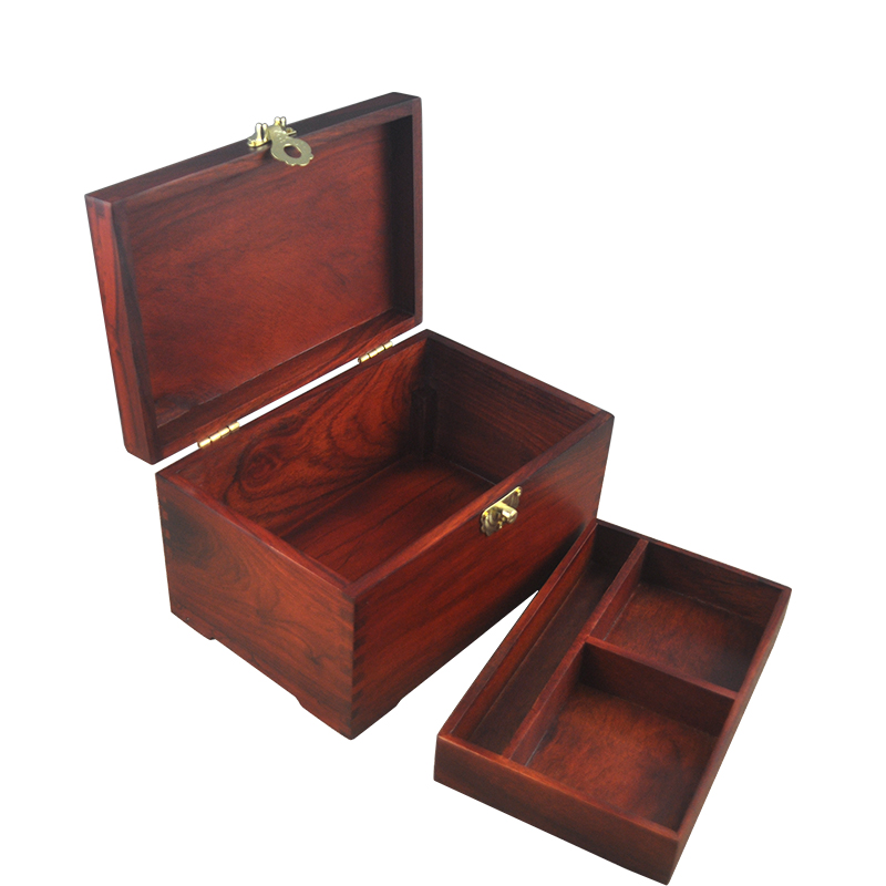 红木首饰盒化妆盒实木双层t收纳盒饰品盒中式带锁珠宝盒子结婚礼