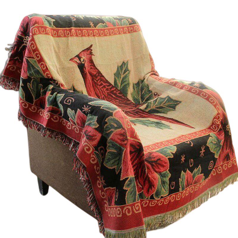 复古美式毛毯棉麻沙发垫s芝华仕背靠巾单双人沙发毯高级感盖布毯