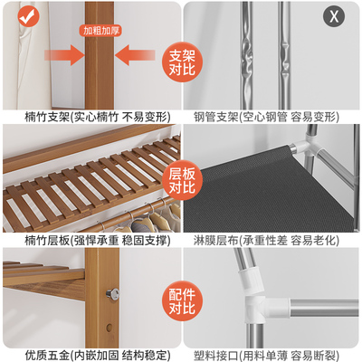 衣架衣帽架家用房间n卧室简易顶天立地客厅实木落地立式衣柜收纳