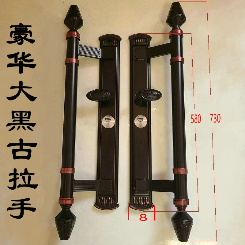 农村大门锁把豪华别墅对开门双开门防盗门把O手大门拉手锌合金手