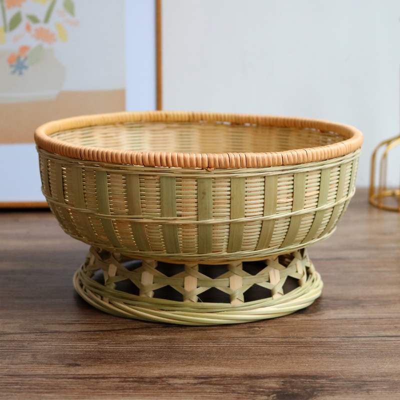 精编手工b竹编筐水果篮竹篮子馒头筐零食筐果盘茶几桌面点心篮家