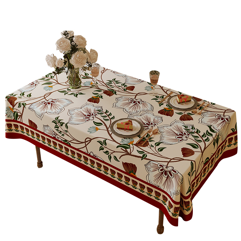 梦游仙境美式桌布防水防烫雪尼尔高级感餐桌隔P热台布圆桌布茶几
