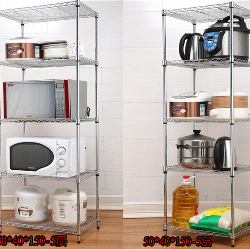 移动置物架落地多层层架t厨房收纳架不锈钢色储物架货架带轮