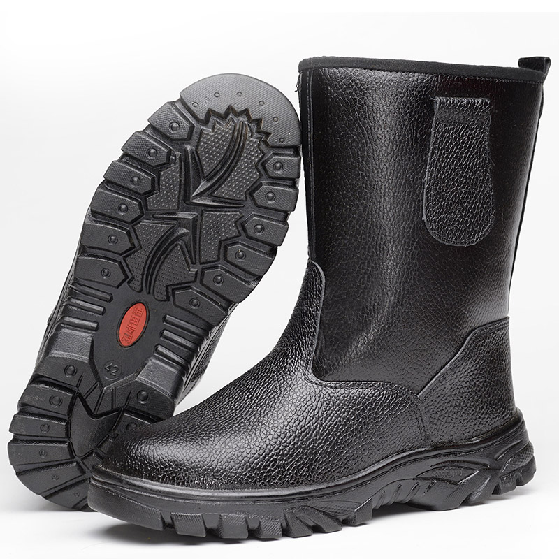 劳保靴男电焊工鞋油田劳保鞋棉安全鞋防砸高筒高帮U钢包头真皮包