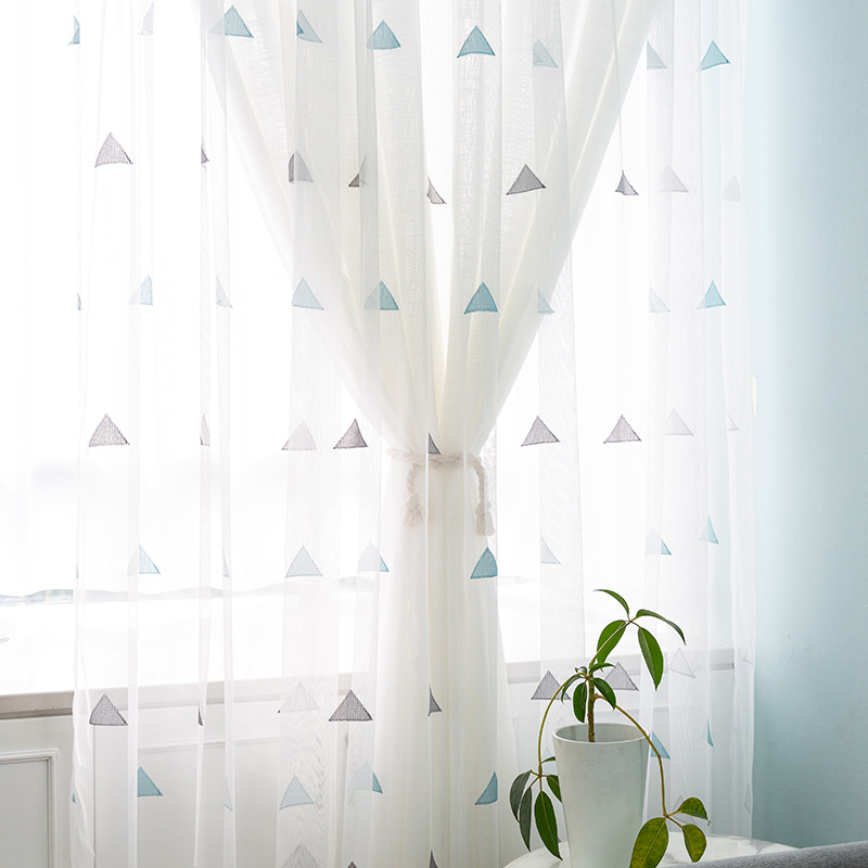 简约现代网红梦幻公主主播背景INSE窗帘布纱一体双层白色卧室客厅