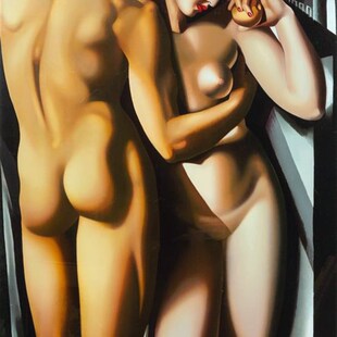 蓝碧嘉娃Lempicka油画临摹复制品装饰画世界名画《亚当与夏娃》