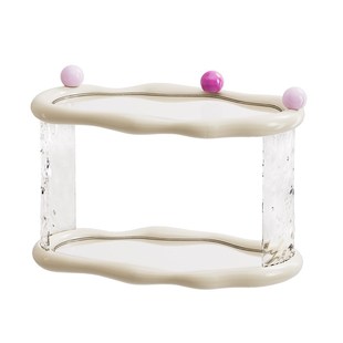 奶油风浴室洗漱台置物架卫生间台面化妆护肤品香水桌面收纳盒架子