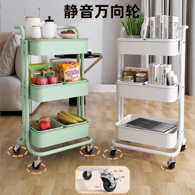 双色拉斯克置物架厂家适宜储物架家用厨房小推车移动婴儿收纳推车