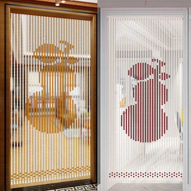 定制全桃木d门帘隔断帘卧室厨房卫生间遮挡帘子家用珠帘挂帘免打