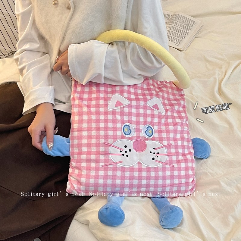 可爱小毯子办g公室午睡毯抱枕二合一盖腿便携披肩沙发空调毛毯被