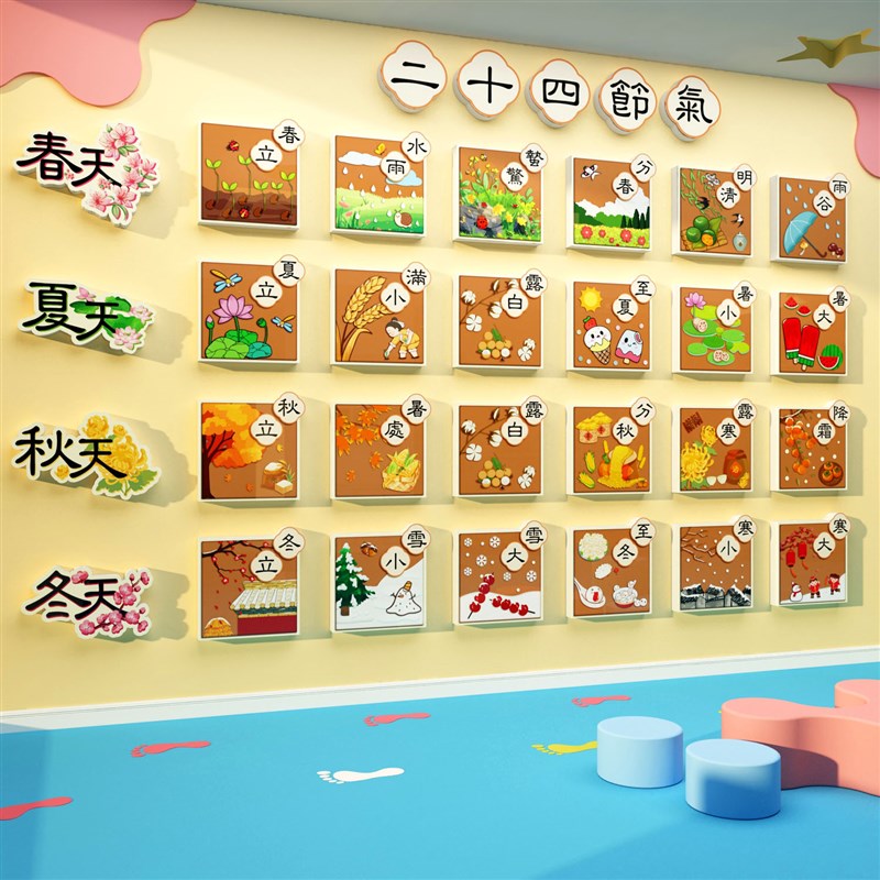24二十四节气i贴画幼儿园环创主题成品托管班文化墙面装饰楼梯走