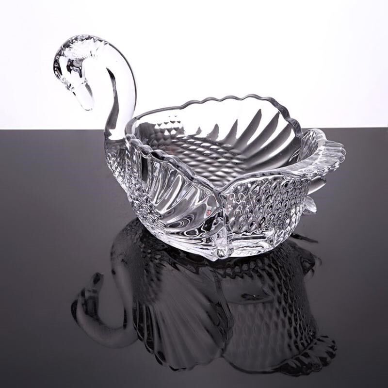 天鹅欧式果盘水果盘透明无铅玻璃果盘大号糖果盆干果盘创意厂家