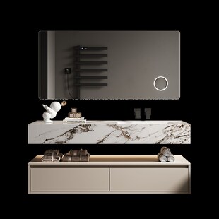 宝格丽岩板陶瓷无缝一体盆浴室柜组合卫生间洗漱台洗手池洗脸台