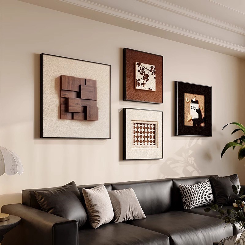 中古风猫咪客厅装饰画法式复古沙A发背景挂画高级感拉美德组合壁