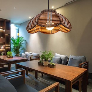 中式餐厅饭店吊灯酒楼面馆茶楼小餐馆包厢店铺竹编灯创意茶字灯笼