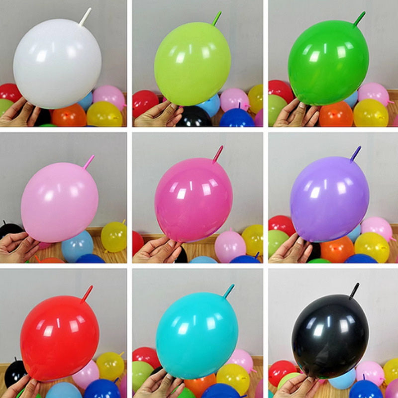 6寸尾巴气球针尾造型连接珠马卡龙金属色尾巴气球爱心编织针尾