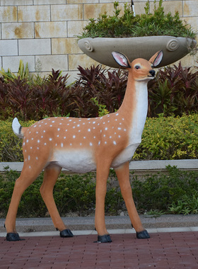 户外大型园林景观玻璃钢雕塑花园仿真动物梅花鹿庭院摆件公园装饰