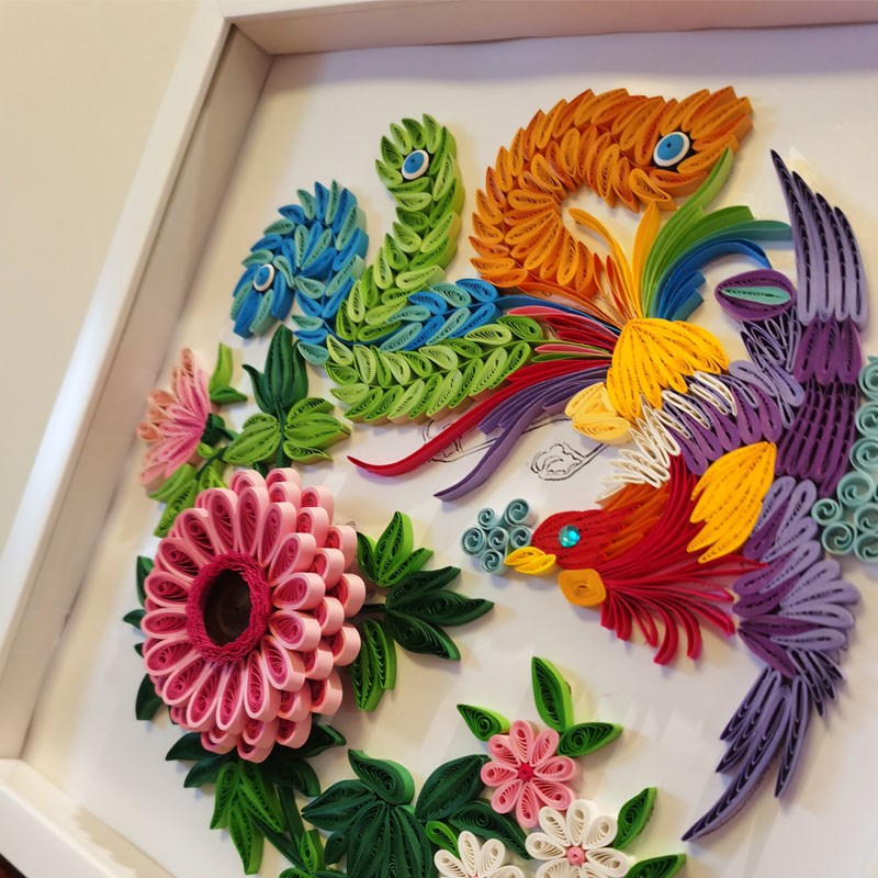 古风衍纸材料包凤凰牡丹diy立体手工成品M儿童作品装饰画创意套装图片