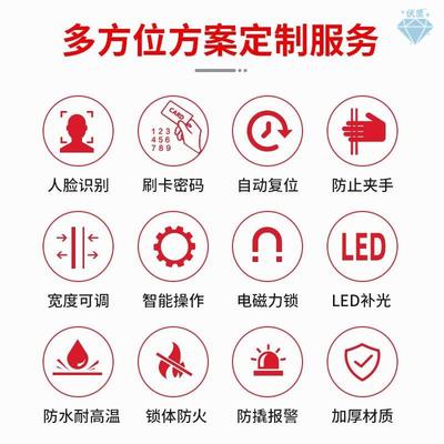 电动广告门人脸识别自动门 小区人行通道门电动小门闸机门禁系统*